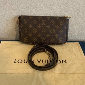 Louis Vuitton Monogram Pochette Accessoires Handbag W/ Crossbody Strap + Dustbag